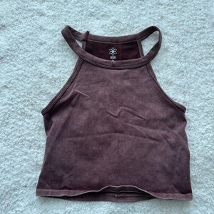 Brown / white cropped tank tops